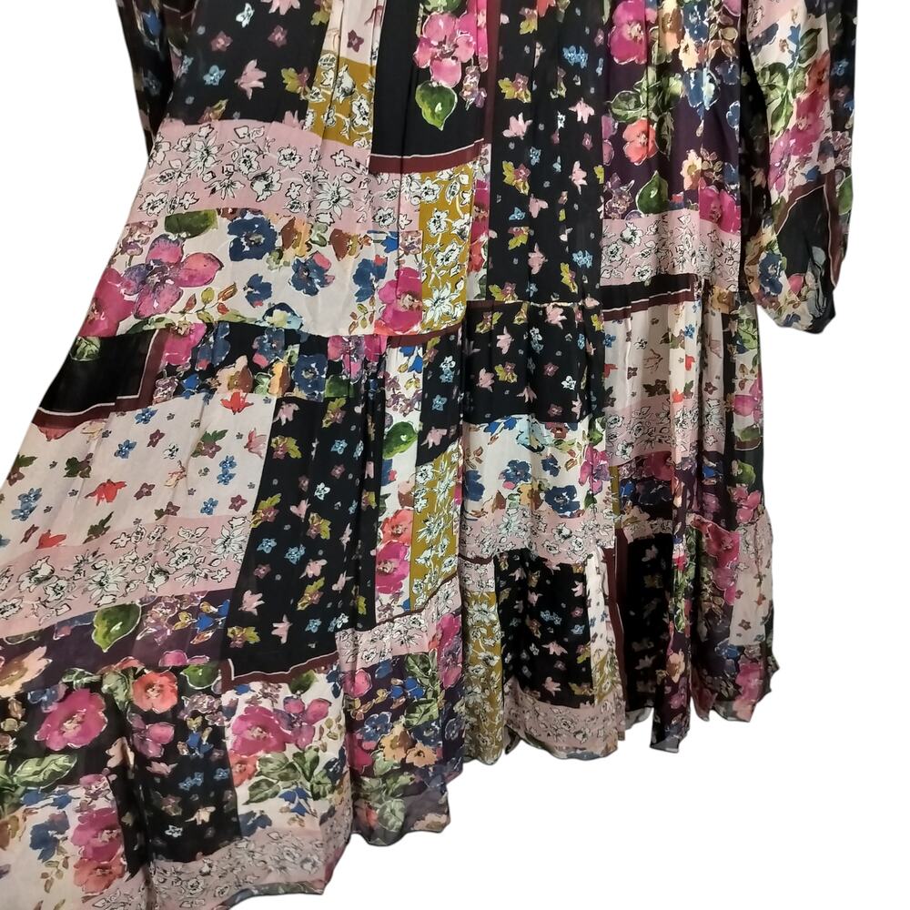 4644) Johnny Was Cruces Patchwork A Line Floral Midi Dress XS - Picture 3 of 11